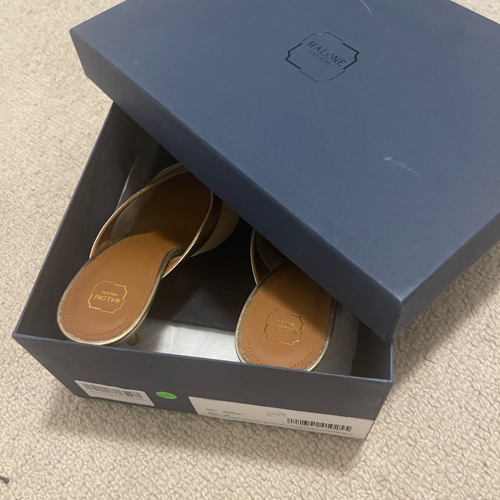 MALONE SOULIERS GOLD MESH AND METALLIC MULES - Picture 10 of 10